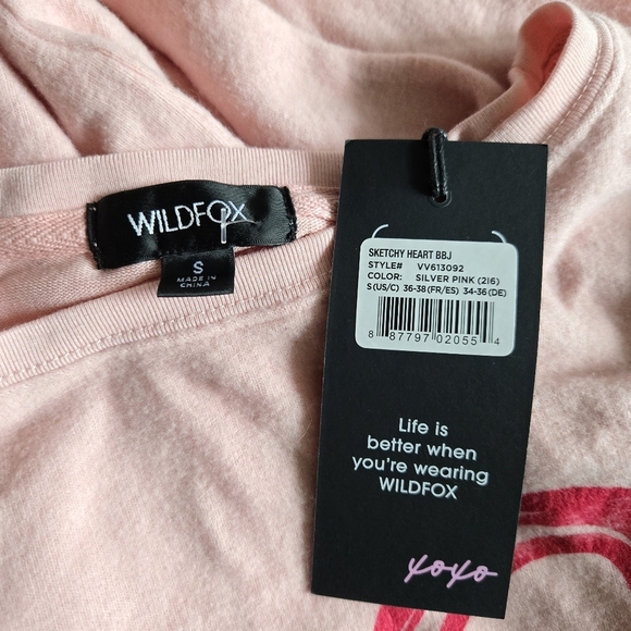 New Wildfox Sketchy Heart Knox Pullover Sweatshirt NWT Size Small - Picture 6 of 7